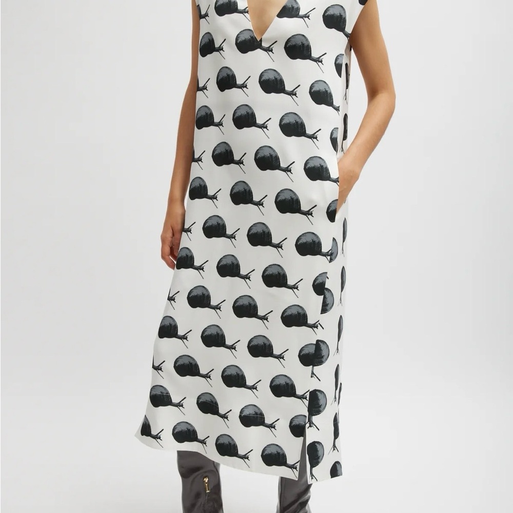 Tibi Black and White Snail Print Dress